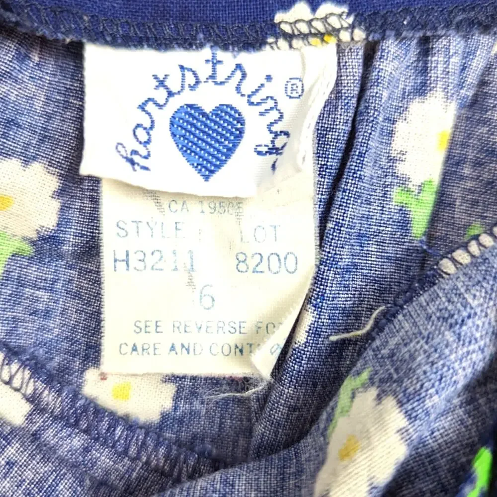 Vintage Hartstrings Dress Girls Sz 6 Navy Floral Sundress Y2K Party Casual